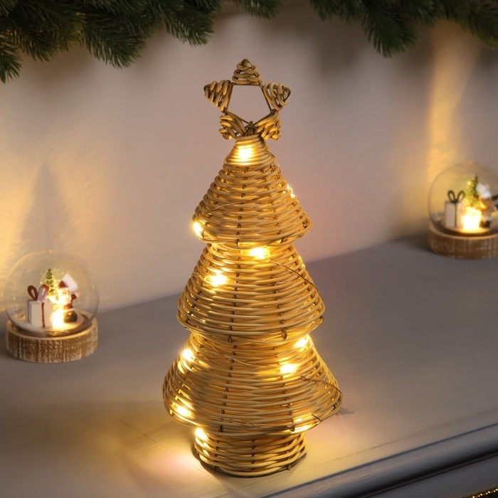 Фигура световая Фигура световая "Ёлочка плетённая", 30х13х13 см, 20 LED, батарейки ААх2 (не в комплекте), свечение теплое белое