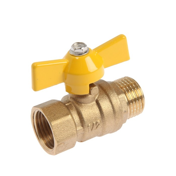 Кран шаровой газовый Кран шаровой газовый "ОПТИМА" ГАЗ, внутренняя/наружная резьба 1/2", бабочка