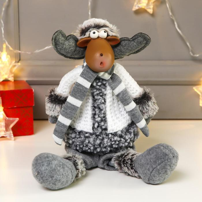 Кукла интерьерная Кукла интерьерная "Лосик в белой шубке и колпаке" 34 см