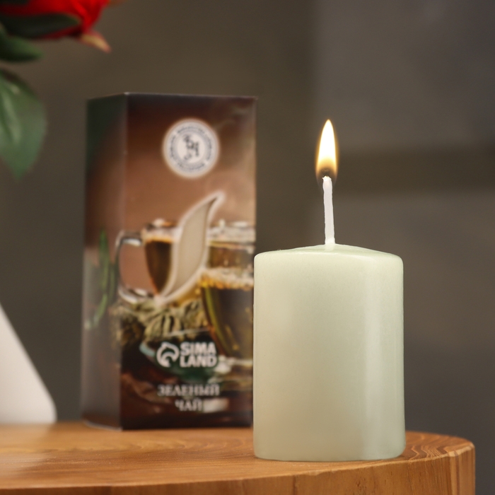 Свеча ароматическая "Зеленый чай", 4&times;6 см, в коробке