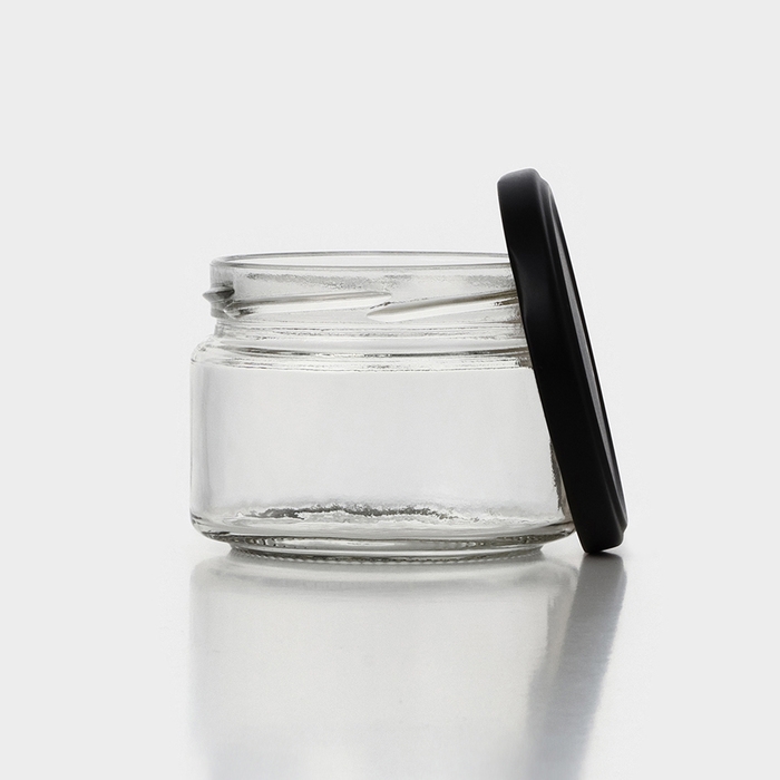 Набор стеклянных банок с черной крышкой и этикеткой, ТО-82, 250 мл, 6 шт Набор стеклянных банок с черной крышкой и этикеткой, ТО-82, 250 мл, 6 шт