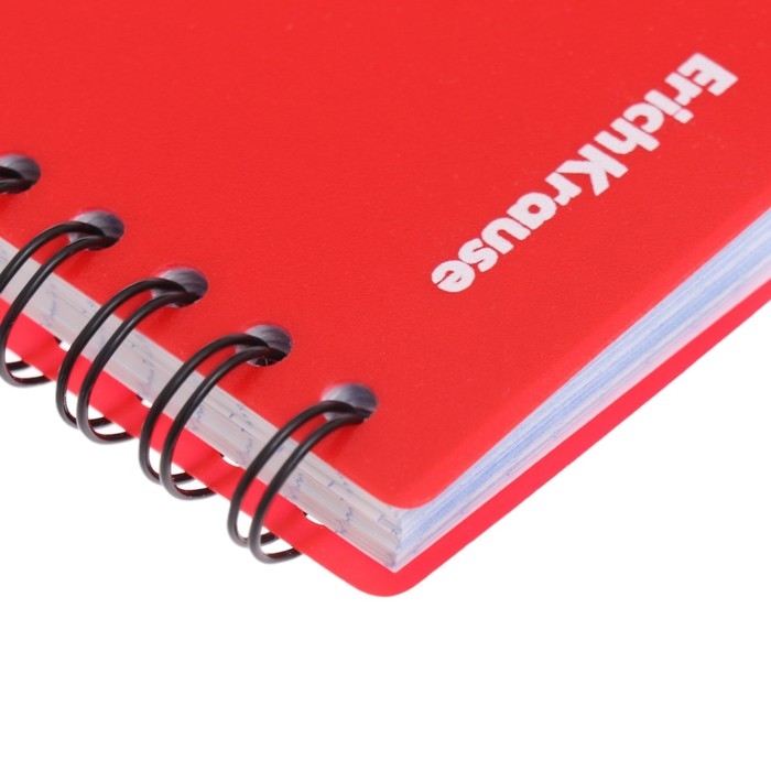 Блокнот на спирали A6 80 листов, клетка, ErichKrause "Words" пластиковая обложка шелкография, блок офсет белизна 100%, красный