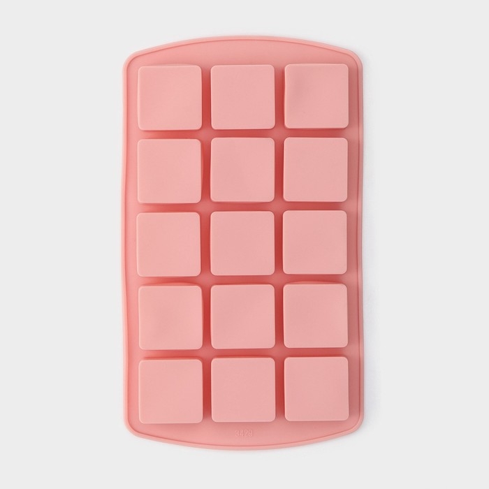 Форма для льда Доляна «Кьюб», силикон, 20×11,5×1,5 см, 15 ячеек, цвет розовый Форма для льда Доляна «Кьюб», силикон, 20×11,5×1,5 см, 15 ячеек, цвет розовый