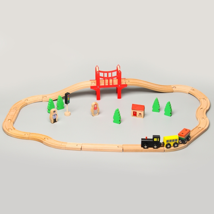 Железная дорога «Большое путешествие», с мостом, 39 деталей, 27,5 × 27,5 × 5,6 см Железная дорога «Большое путешествие», с мостом, 39 деталей, 27,5 × 27,5 × 5,6 см