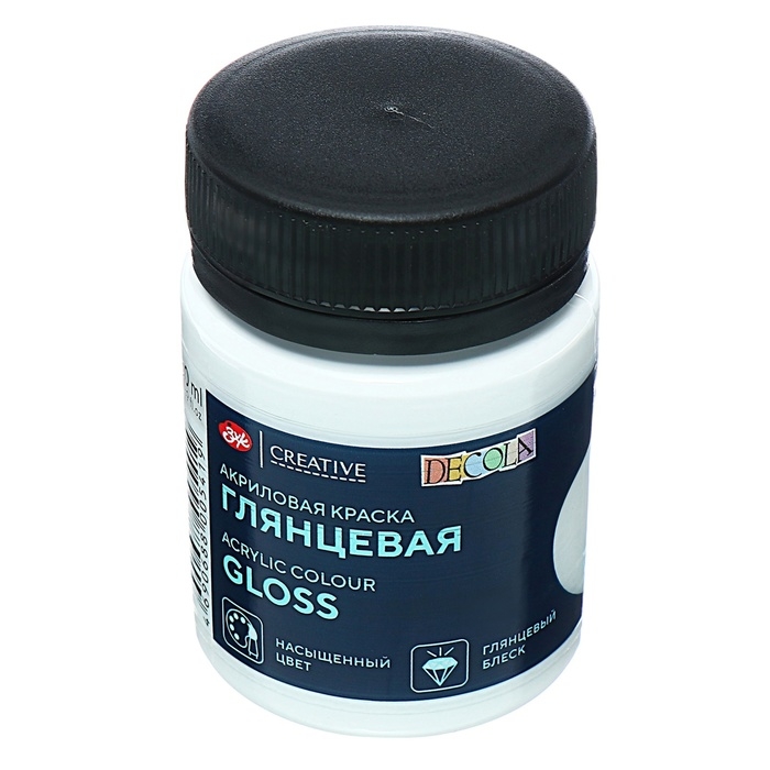 Краска акриловая глянцевая 50 мл, ЗХК Decola, белая, 2928104 Краска акриловая глянцевая 50 мл, ЗХК Decola, белая, 2928104
