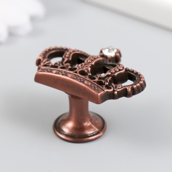 Ручка для шкатулки металл Ручка для шкатулки металл "Корона" страза, состаренная медь 4,5х3,2х2,6 см