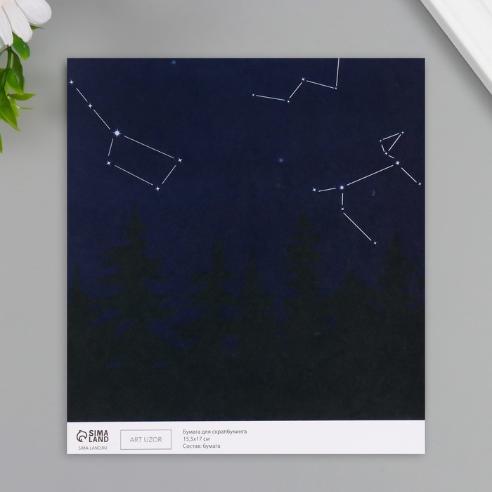 Бумага для скрапбукинга двусторонняя Бумага для скрапбукинга двусторонняя "Созвездия" плотность 180 гр набор 10 шт 15,5х17 см