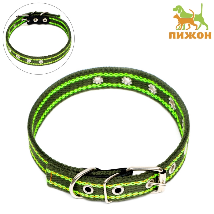 Ошейник брезентовый безразмерный двухслойный, 50 х 2 см, ОШ 22-45 см, хаки/зелёный Ошейник брезентовый безразмерный двухслойный, 50 х 2 см, ОШ 22-45 см, хаки/зелёный