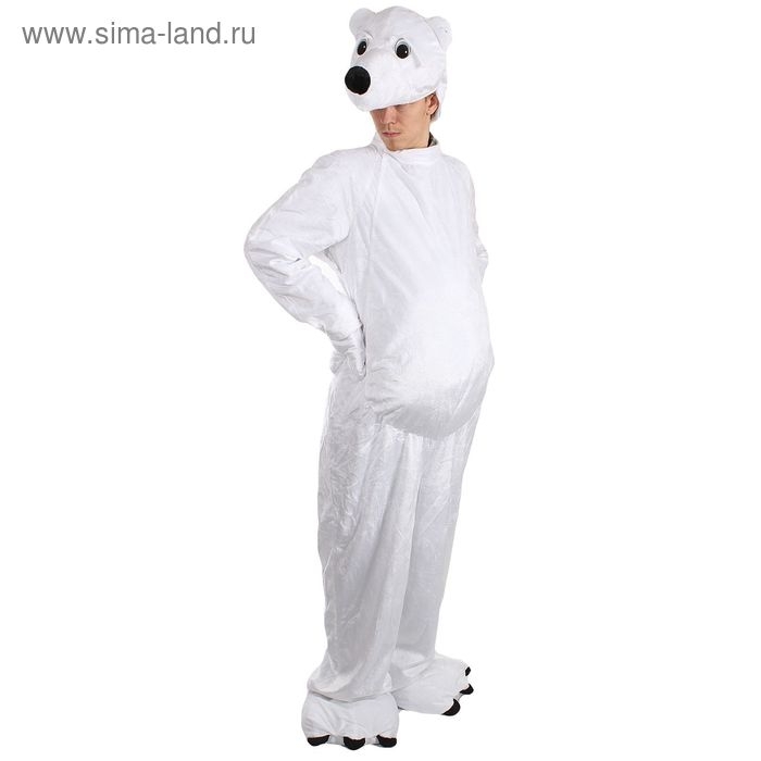 Карнавальный костюм  Карнавальный костюм "Белый медведь", комбинезон, шапка, р-р 50-52, рост 180 см