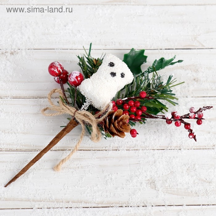 Декор  Декор "Зимнее очарование" мишка, ягоды и шишка 21 см