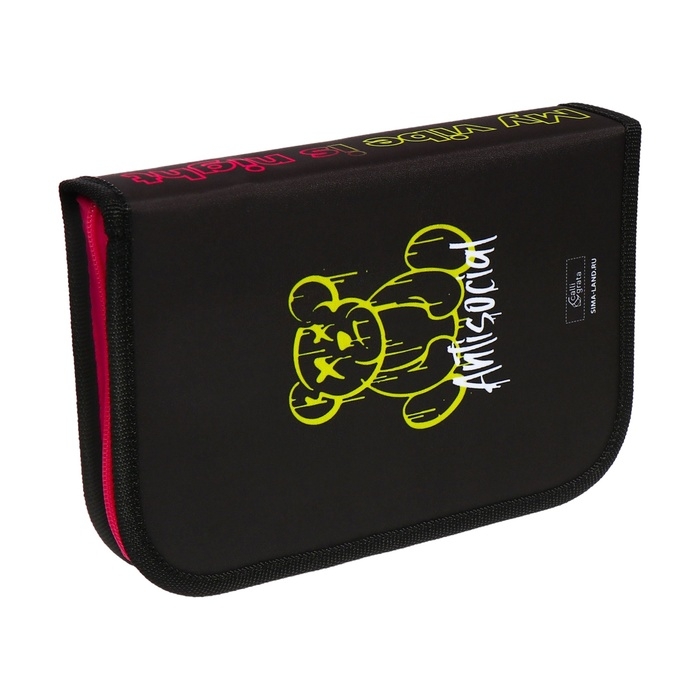 Пенал 1 секция 140 х 210 х 40 мм, откидной карман и косметичка, тканевый, Calligrata TOP Content Пенал 1 секция 140 х 210 х 40 мм, откидной карман и косметичка, тканевый, Calligrata TOP Content "Медведь"