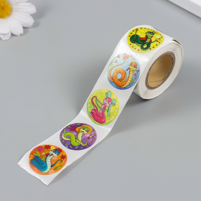 Наклейка бумага Наклейка бумага "Змейки" d=2,5 см 252 шт в рулоне