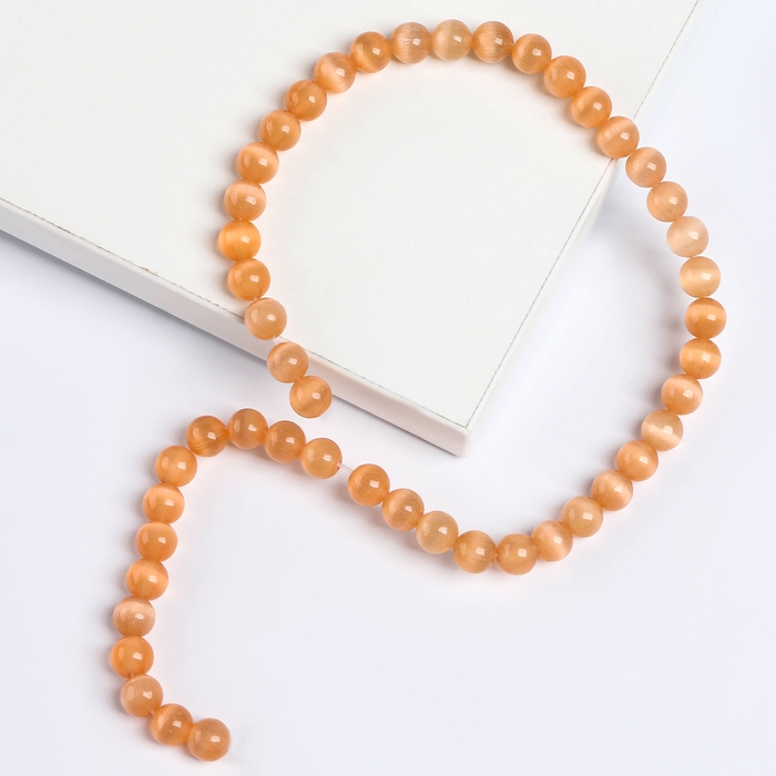 Бусины из натурального камня «Кошачий глаз», набор 50 шт., размер 1 шт. — 8 мм, бежевый Бусины из натурального камня «Кошачий глаз», набор 50 шт., размер 1 шт. — 8 мм, бежевый