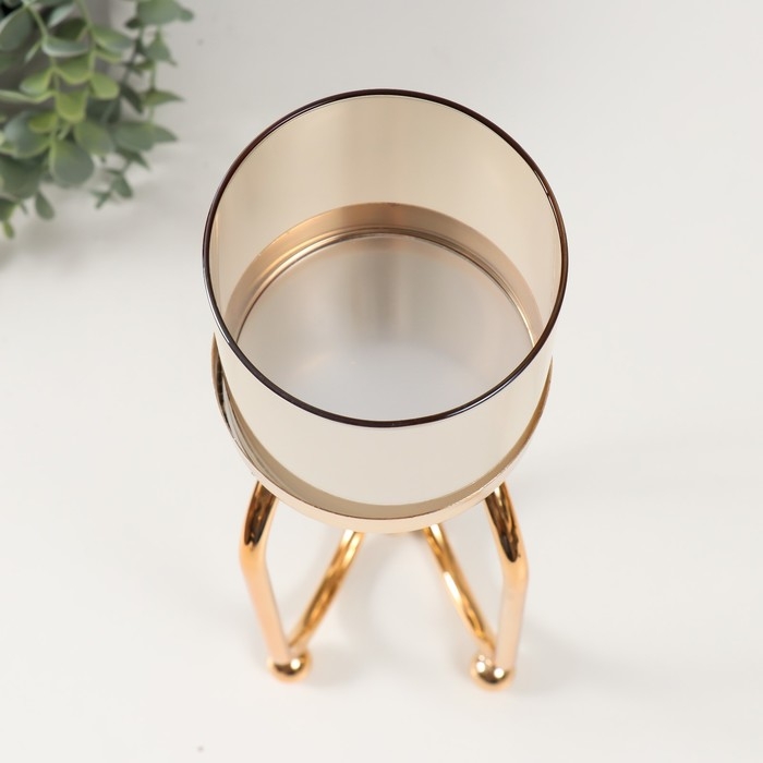 Подсвечник металл Подсвечник металл "Тициния" золото d=4,5см 11х11х40 см