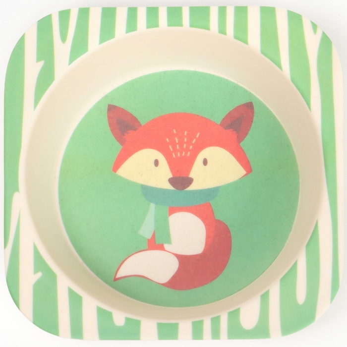 Набор детской посуды «Лисичка», из бамбука, 5 предметов: тарелка, миска, стакан, столовые приборы Набор детской посуды «Лисичка», из бамбука, 5 предметов: тарелка, миска, стакан, столовые приборы