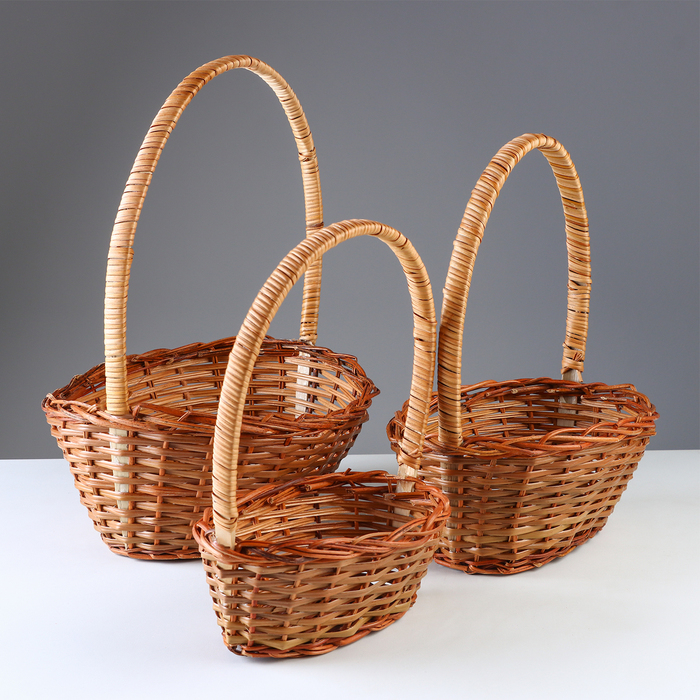 Набор корзин, 3 шт, 20&times;25&times;10/30, 17&times;22&times;9/28, 12&times;18&times;7/26 см, ротанг
