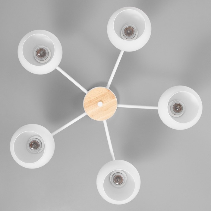 Люстра Люстра "Паула" 5х60Вт Е27 Белый, дерево 58х58х30см