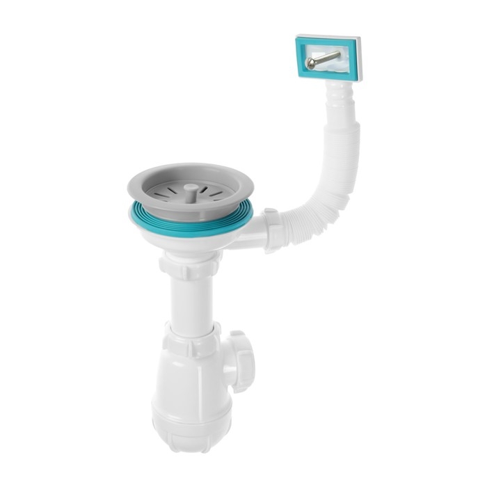 Сифон для мойки Aquant, 3 1/2 Сифон для мойки Aquant, 3 1/2" х 40 мм, прямоугольный перелив, с пластик. решеткой d=115 мм