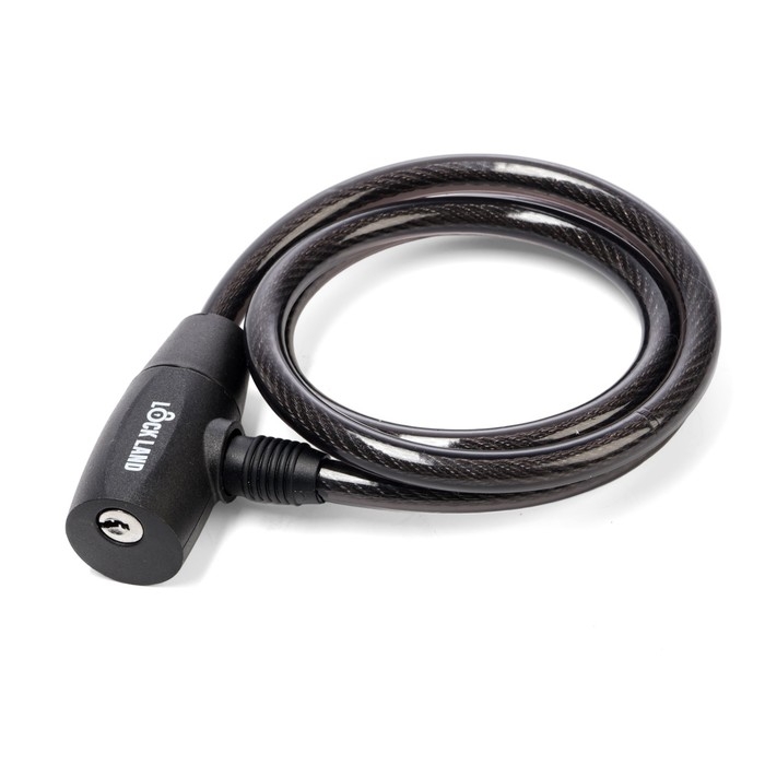 Замок навесной велосипедный LOCKLAND, 10х1000 мм, перфорированный ключ с пластиковой ручкой