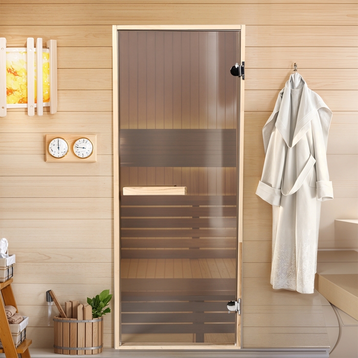 Дверь для бани и сауны стеклянная Дверь для бани и сауны стеклянная "Бронза", размер коробки 170х67, 6мм