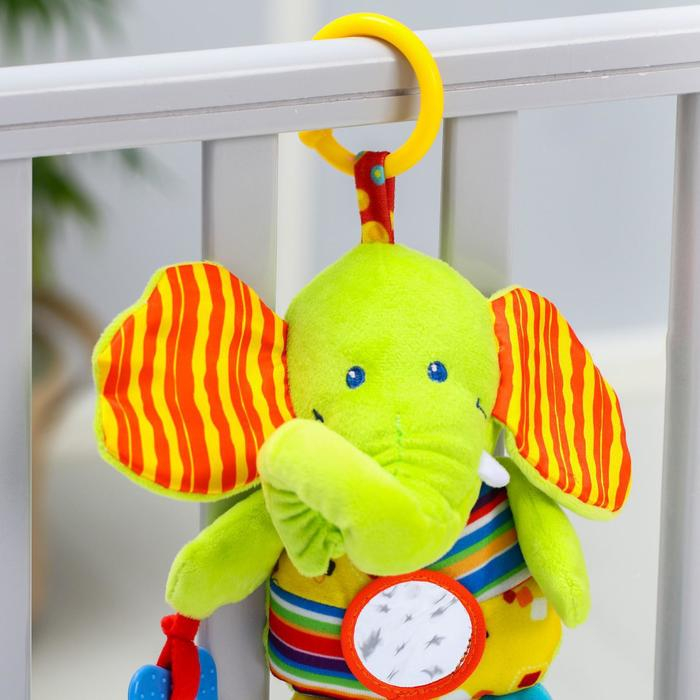 Подвеска мягкая «Слоник», шуршалка, прорезыватель, на кроватку, коляску, Крошка Я Подвеска мягкая «Слоник», шуршалка, прорезыватель, на кроватку, коляску, Крошка Я
