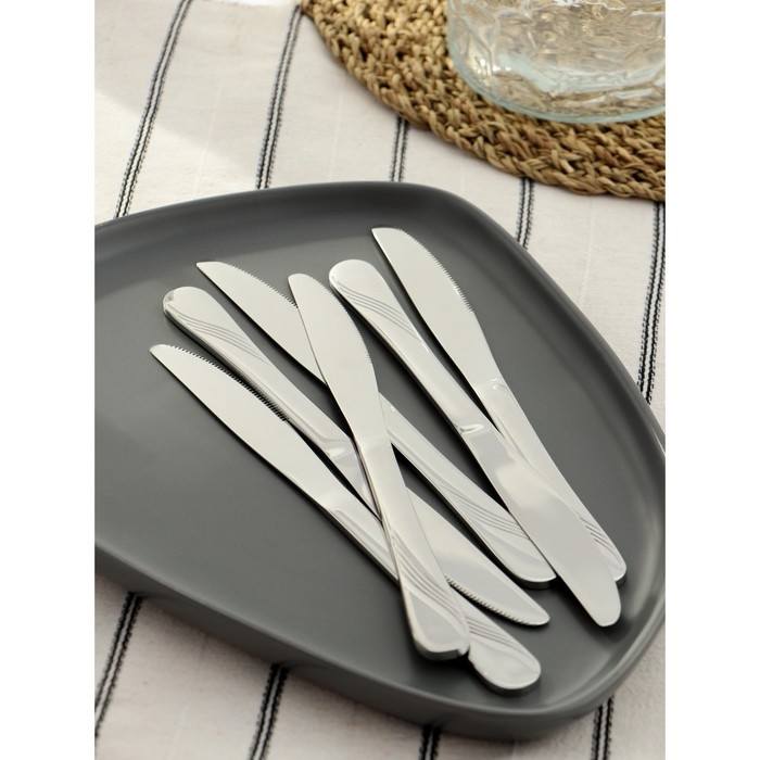 Нож столовый из нержавеющей стали Доляна «София», длина 20,8 см, толщина 4 мм, цвет серебряный Нож столовый из нержавеющей стали Доляна «София», длина 20,8 см, толщина 4 мм, цвет серебряный