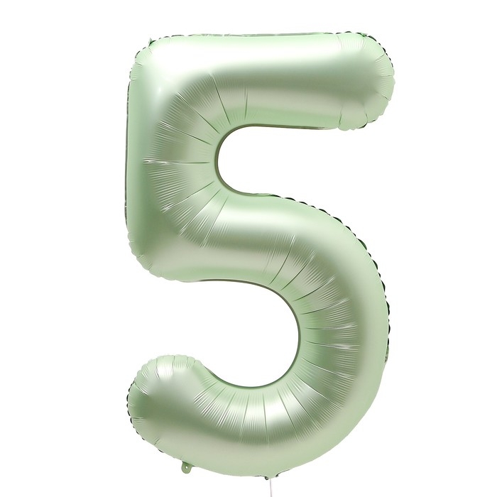 Шар фольгированный 40" &laquo;Цифра 5&raquo;, салатовый металлик