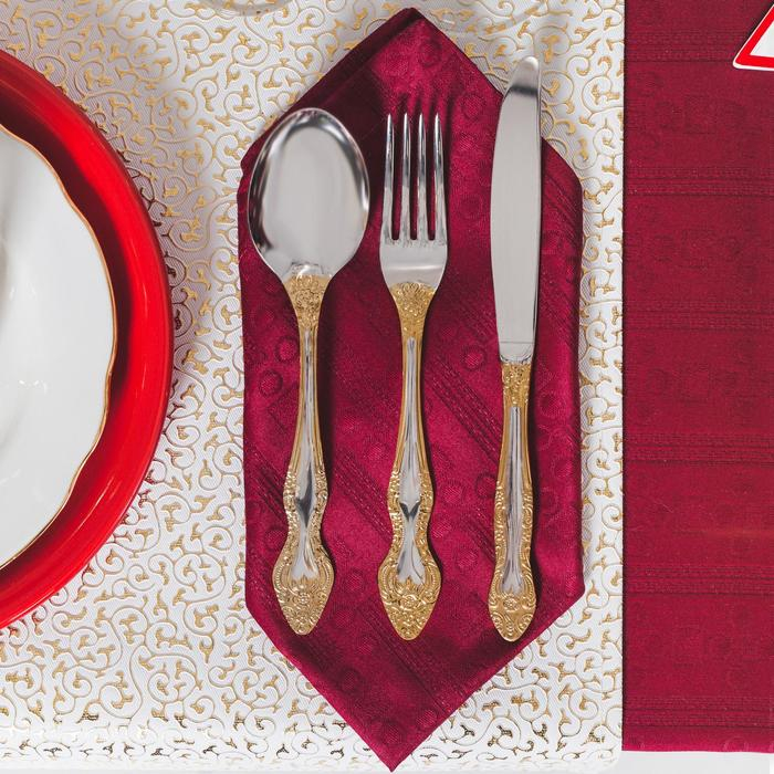 Набор столовых приборов «Тройка», 24 предмета, толщина 2 мм, локальное нитрид-титановое покрытие, декоративная коробка Набор столовых приборов «Тройка», 24 предмета, толщина 2 мм, локальное нитрид-титановое покрытие, декоративная коробка