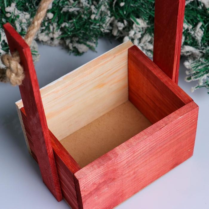 Кашпо деревянное, 15×12×8.5(25) см  Кашпо деревянное, 15×12×8.5(25) см "Пауль и Любовь. Новогоднее, Деды Морозы", с принтом