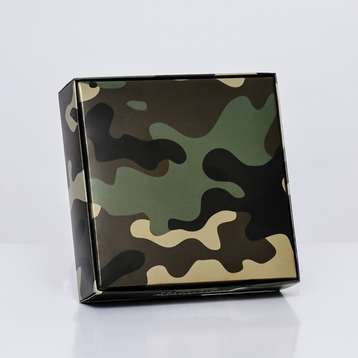 Коробка для 4 конфеты,  Коробка для 4 конфеты, "Камуфляж" 12,6 х 12,6 х 3,5 см. Кондитерская упаковка