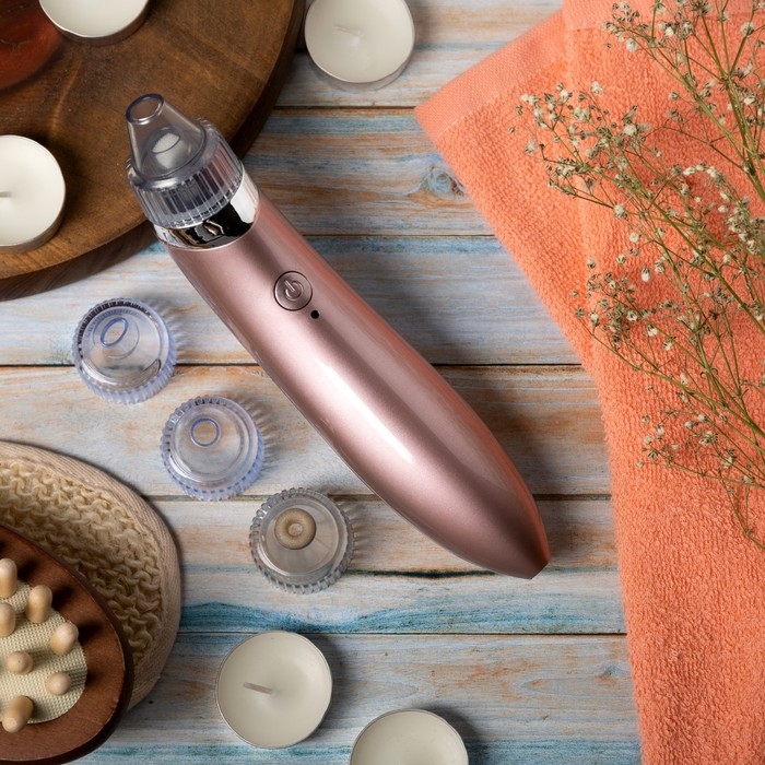 Вакуумный массажёр для чистки лица Luazon LMZ-050, 4 насадки, АКБ, розовый Вакуумный массажёр для чистки лица Luazon LMZ-050, 4 насадки, АКБ, розовый