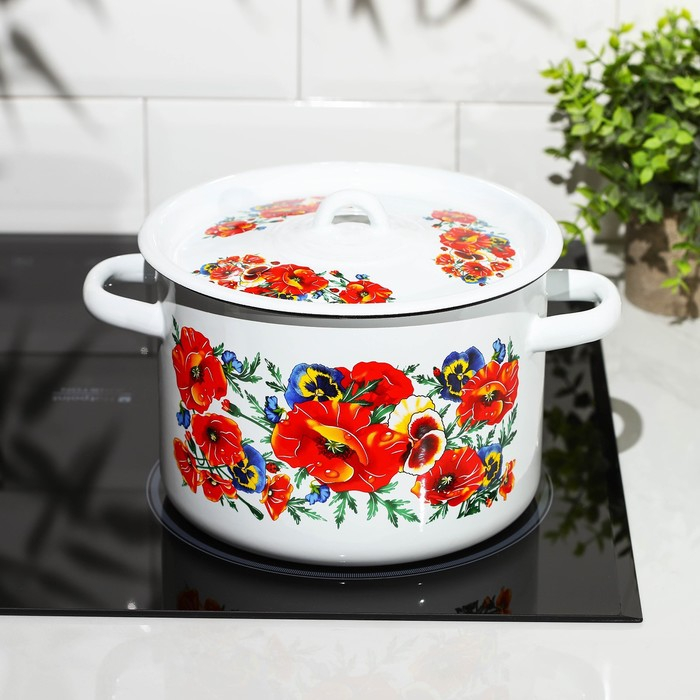 Кастрюля эмалированная «Маки. Мечта», 4,5 л