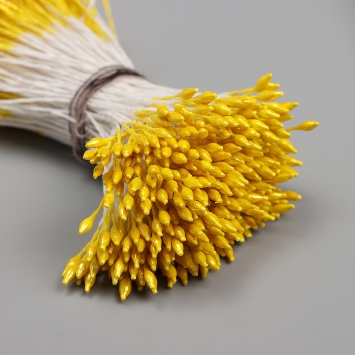 Тычинки для искусственных цветов глянец "Рисинки" светло-жёлтые набор 360 шт длина 6 см