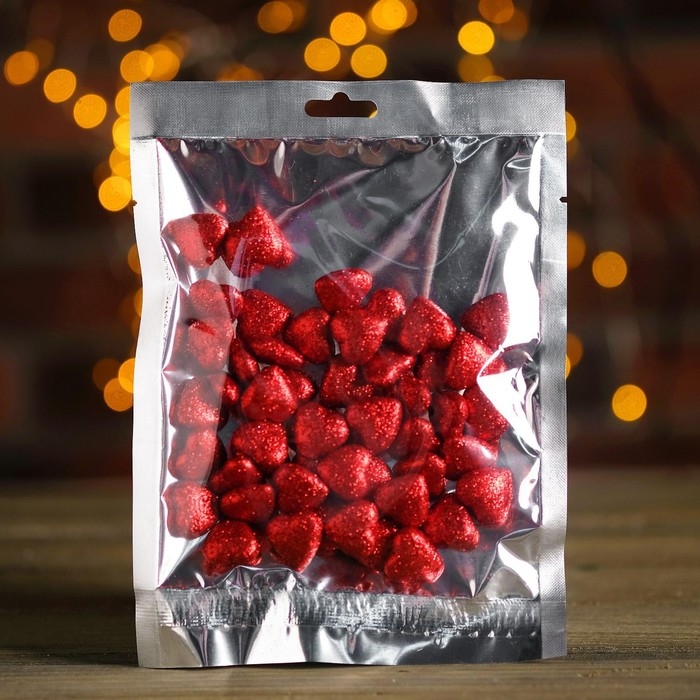 Фигурка для поделок и декора Фигурка для поделок и декора "Сердце", набор 50 шт., размер 1 шт. 1,5×1,5×0,5 см, цвет красный