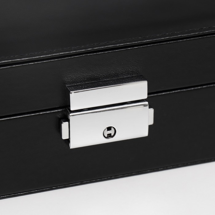 Шкатулка кожзам для украшений  Шкатулка кожзам для украшений "Чёрная матовая" 6,5х12,6х21 см