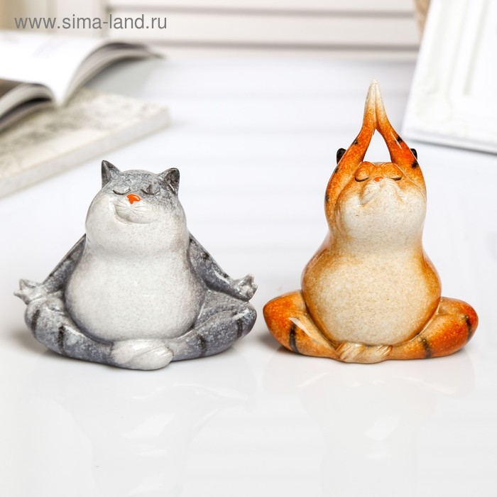 Сувенир полистоун лак Сувенир полистоун лак "Котик-йог" МИКС 10х7,5х9 см