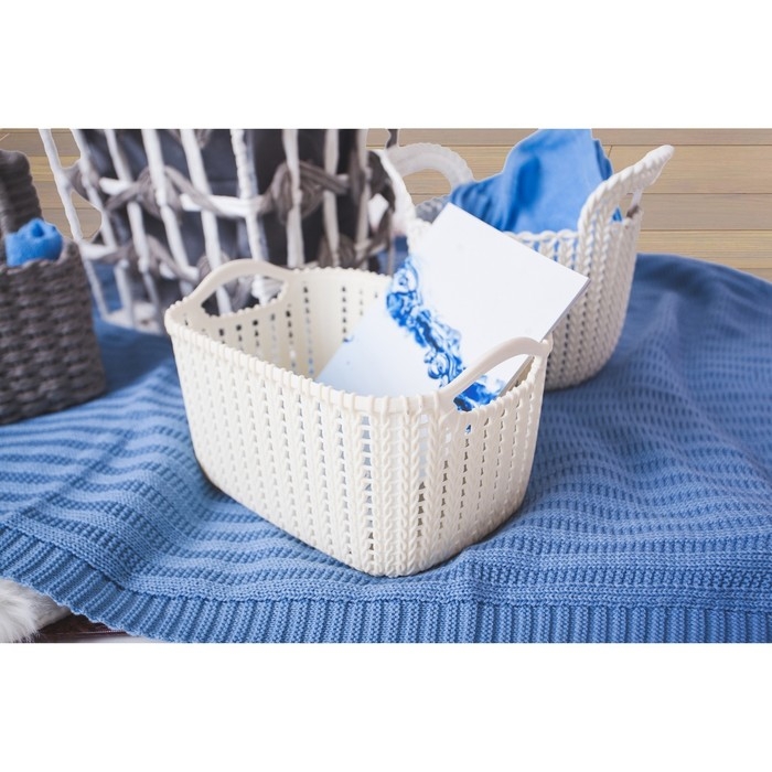 Корзина для хранения с ручками «Плетение», пластик, 24×16×13 см, цвет МИКС Корзина для хранения с ручками «Плетение», пластик, 24×16×13 см, цвет МИКС