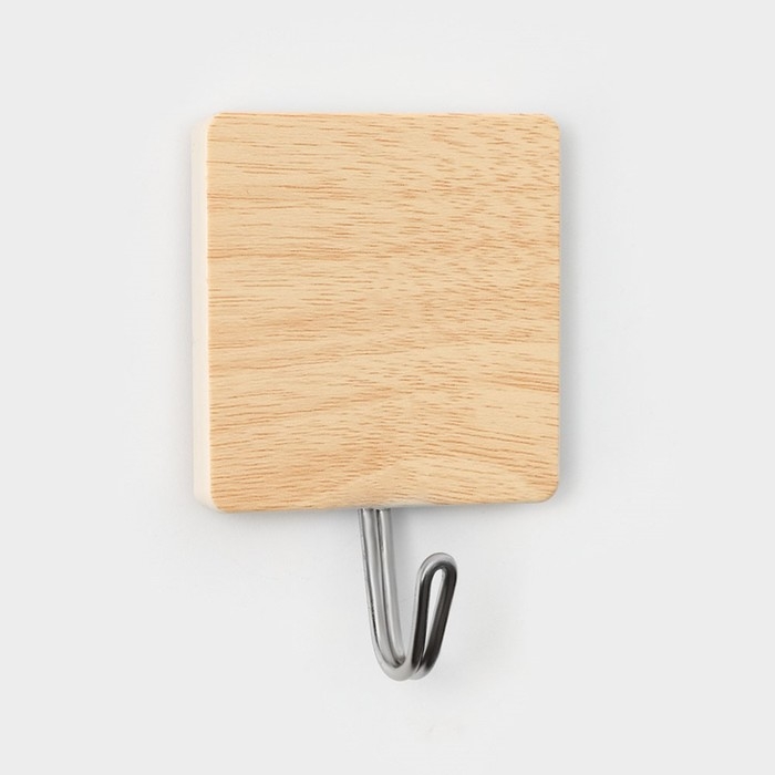 Крючки самоклеящиеся Доляна «Квадрат», 3 шт, цвет светлое дерево Крючки самоклеящиеся Доляна «Квадрат», 3 шт, цвет светлое дерево