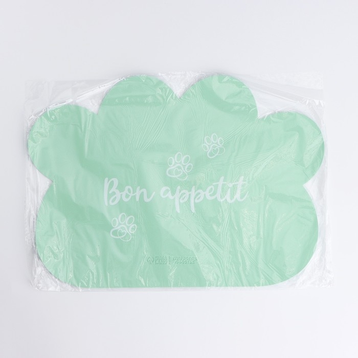 Коврик под миску форменный «Лапка», 39 х 30 см, мятный Коврик под миску форменный «Лапка», 39 х 30 см, мятный