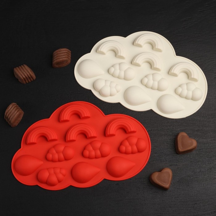 Форма для шоколада Доляна «Погода», силикон, 22,5×14,5×1,5 см, 11 ячеек, цвет МИКС Форма для шоколада Доляна «Погода», силикон, 22,5×14,5×1,5 см, 11 ячеек, цвет МИКС