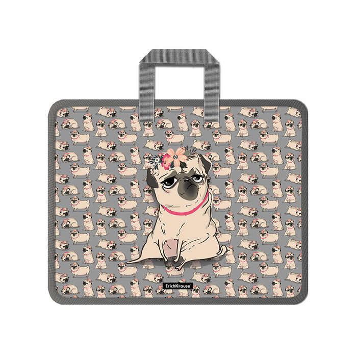 Папка с ручками А4, 335 х 265 х 60 мм, ErichKrause Папка с ручками А4, 335 х 265 х 60 мм, ErichKrause "Chilling Dog", 600 мкм, молния сверху, с принтом