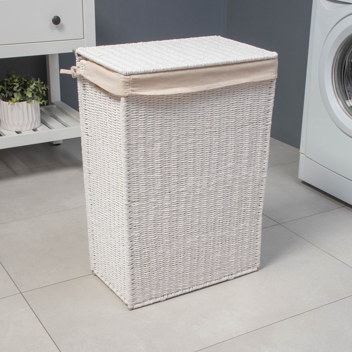 Корзина для белья LaDо́m «Классика», прямоугольная, 37×22×55 см, белая Корзина для белья LaDо́m «Классика», прямоугольная, 37×22×55 см, белая