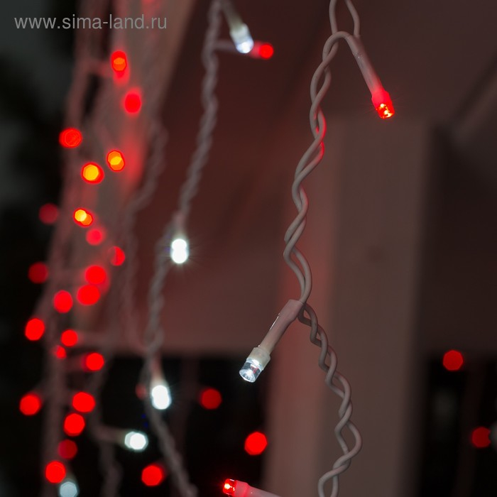 Гирлянда «Бахрома» 3 × 0.6 м, IP44, УМС, белая нить, 160 LED, свечение красное, мерцание белым, 220 В