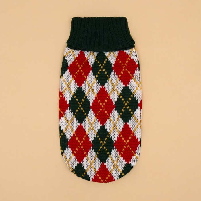 Свитер  Свитер "Шахматы", S (ДС 23, ОШ 23, ОГ 26-45 см)