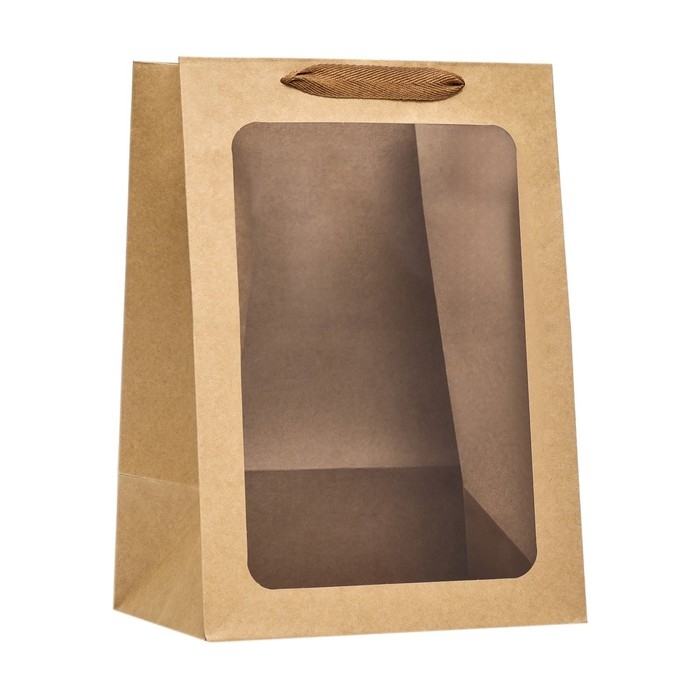 Пакет подарочный, с окном, 35 х 25 х 18 см, крафт, 1шт. Пакет подарочный, с окном, 35 х 25 х 18 см, крафт, 1шт.