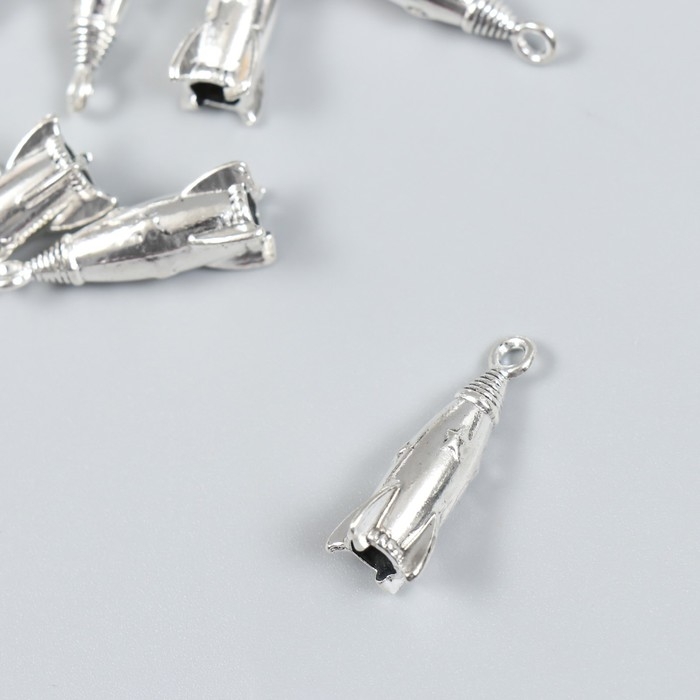 Декор для творчества металл Декор для творчества металл "Ракета" набор 8 шт серебро 1х2,3 см