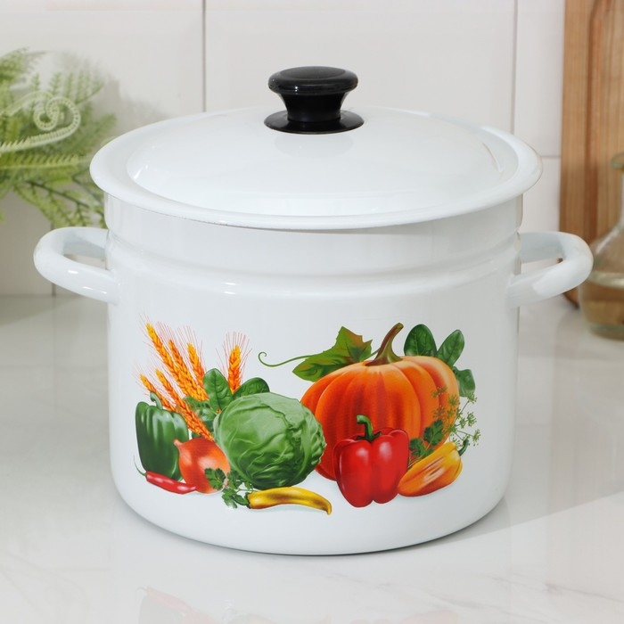 Кастрюля эмалированная цилиндрическая, 7 л, деколь МИКС Кастрюля эмалированная цилиндрическая, 7 л, деколь МИКС