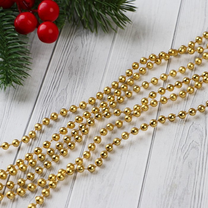 Бусы на ёлку 2,7 м d-4 мм Бусы на ёлку 2,7 м d-4 мм "Шарики" микс