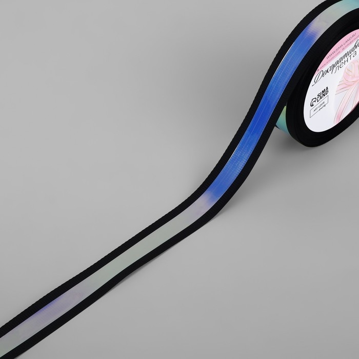 Лента декоративная, с голографией, 20 мм × 9,1 ± 0,5 м, цвет чёрный Лента декоративная, с голографией, 20 мм × 9,1 ± 0,5 м, цвет чёрный