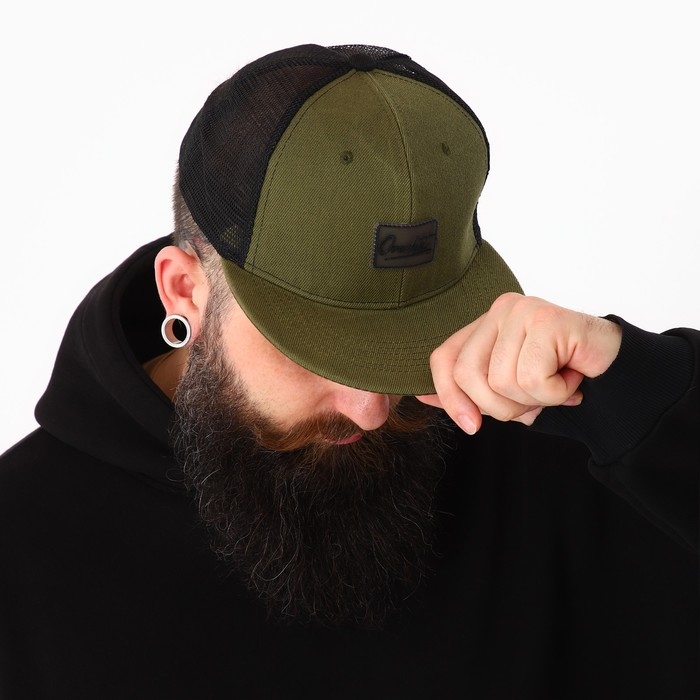 Кепка мужская с прямым козырьком Overhat, цвет зелёный, сетка, р-р 56